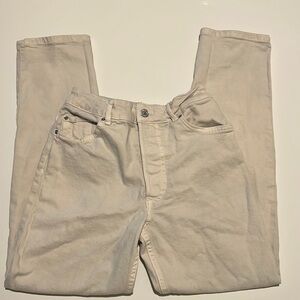 H&M cream straight leg jeans size 2
